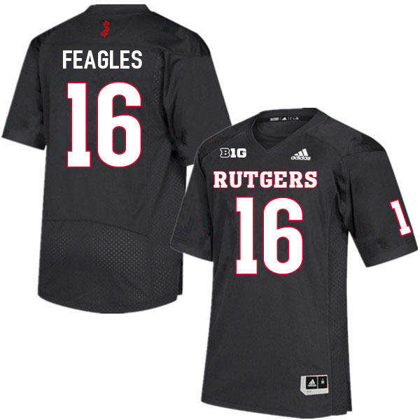 Men #16 Zach Feagles Rutgers Scarlet Knights College Football Jerseys Sale-Black